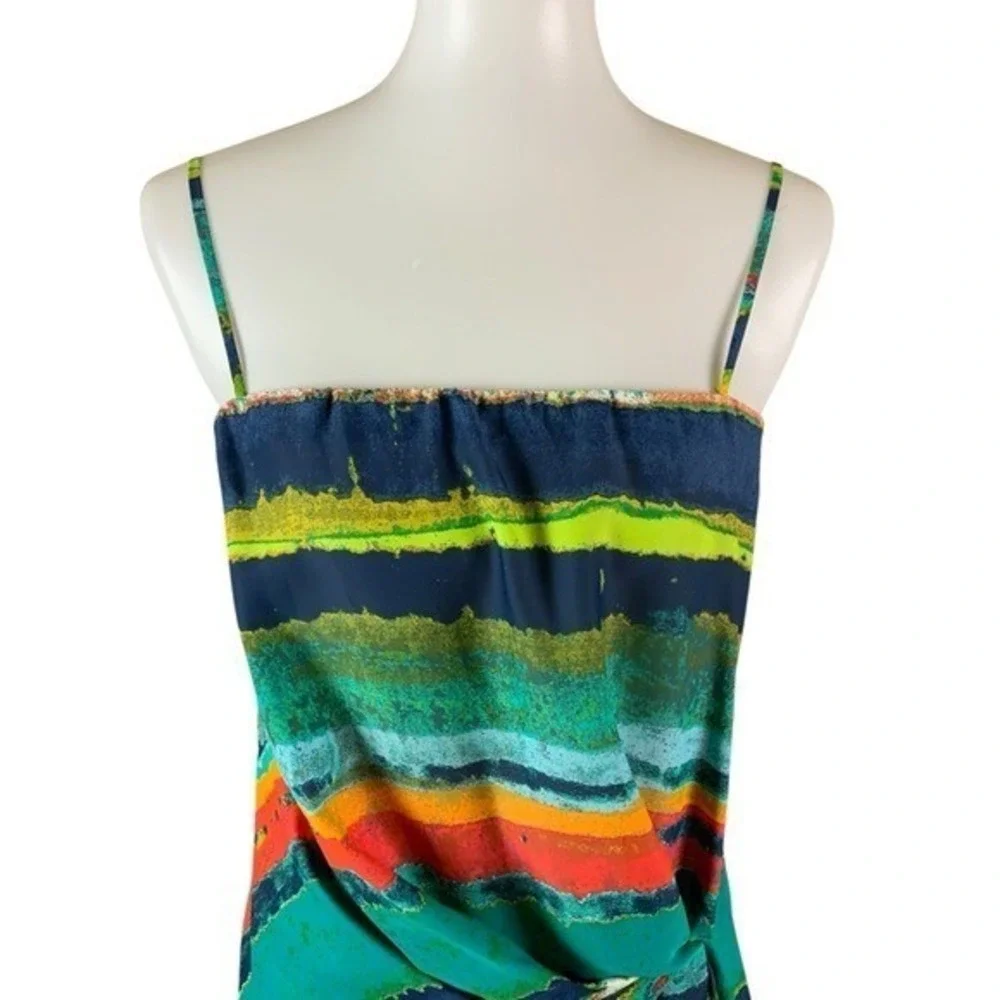Rachel Rachel‎ Roy Multicolor Striped Asymmetrical Draped Dress Medium
